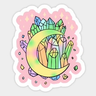 Pastel Goth Crystal Cluster Moon Kawaii Witchy Sticker